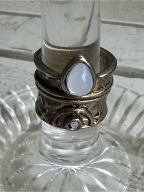 Silver Teardrop Stone Statement Ring